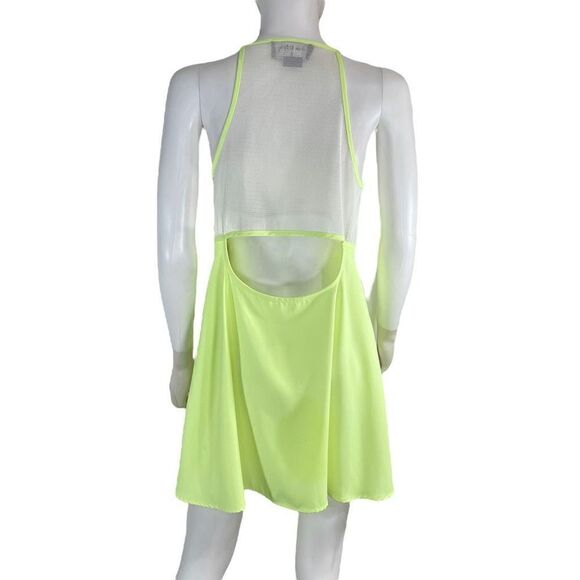 The Fifth Women’s Medium Neon Green Cold Shoulder Mini Dress Open Sheer Back - Picture 3 of 6